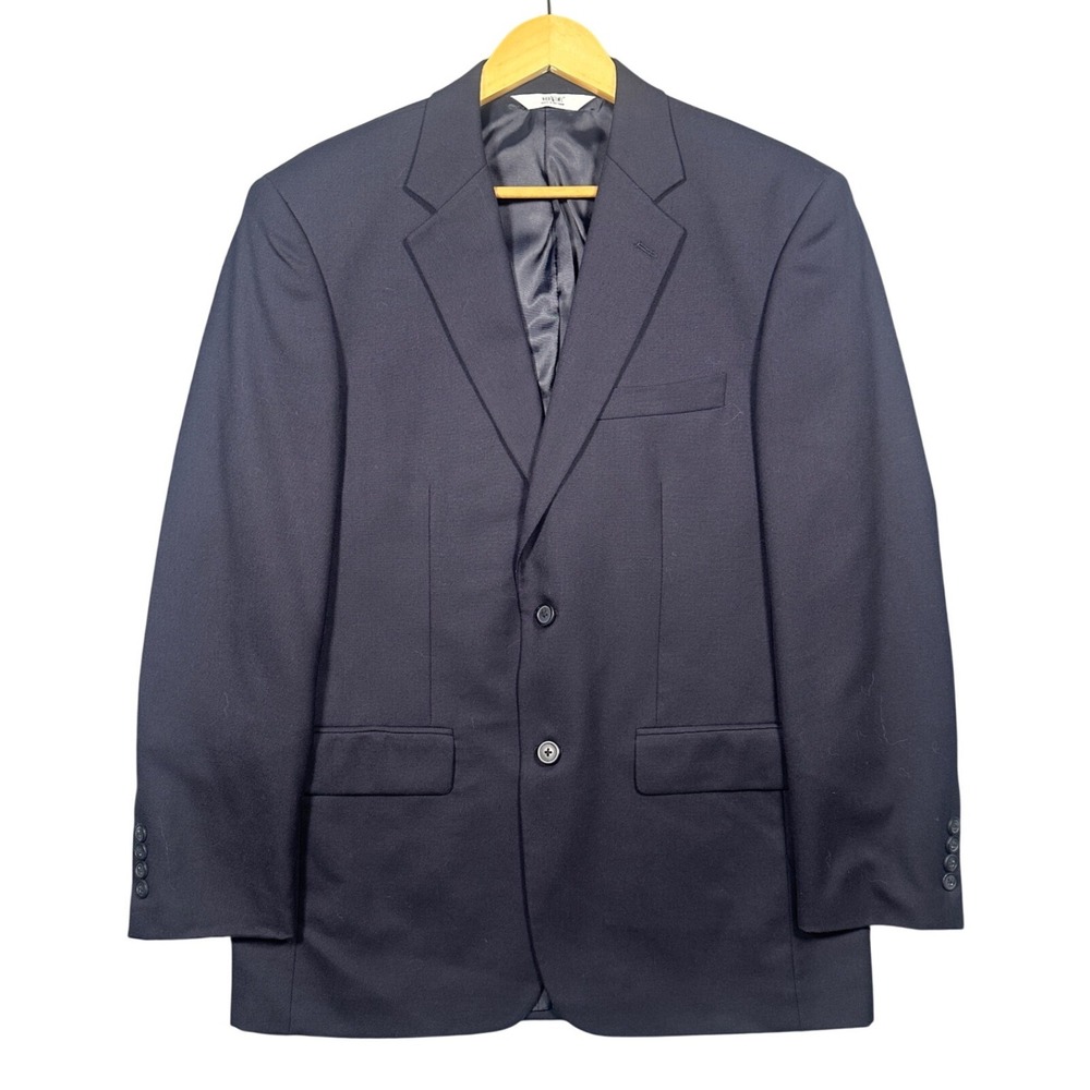 Versini Suit Jacket Mens 39R Navy Blue Two Button Blazer Excellent‎ Condition